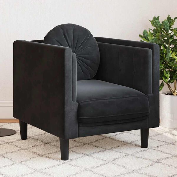 vidaXL Sofa Chair Black Velvet (100% polyester), plywood, solid wood