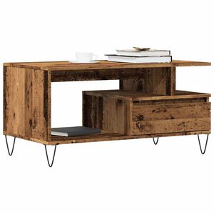 vidaXL Coffee Table Old Wood Engineered Wood, Metal Medium Coffee Table