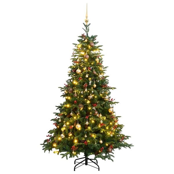 vidaXL Artificial Hinged Christmas Tree 300 LEDs & Ball Set 70.9"