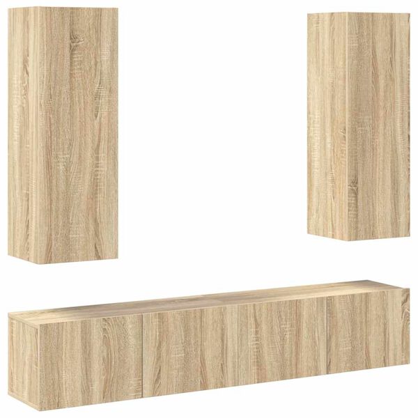 vidaXL TV Cabinet Set of 4 Sonoma Oak Engineered wood Medium