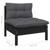 vidaXL Garden Lounge Set Black Solid pine wood Medium Modular