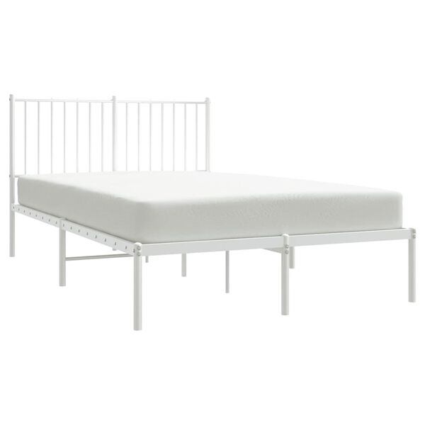 vidaXL Bed Frame White Powder-Coated Steel 47.2 x 74.8 in Bed Frame
