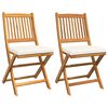 vidaXL Folding Chair 2 pcs White 49 x 57.5 x 92cm Solid Acacia wood