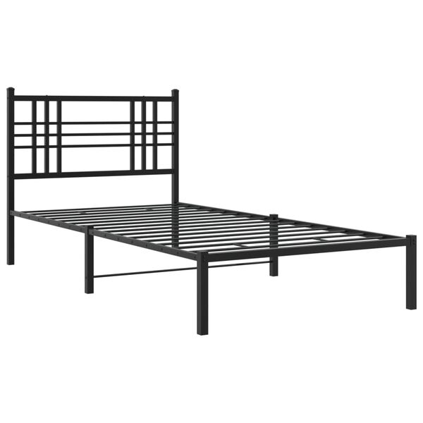 vidaXL Bed Frame Black Powder-Coated Steel Single Bed Frame