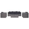 vidaXL Sofa Set Grey PE Rattan, Powder-Coated Steel, Glass Medium