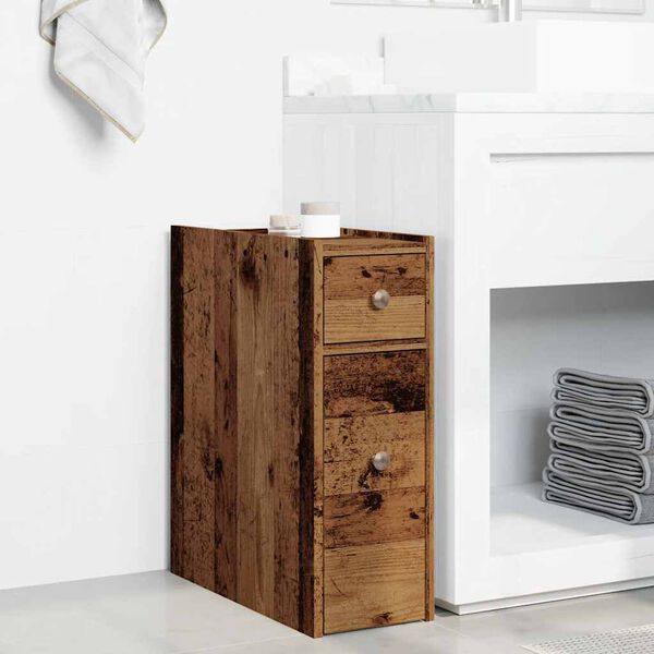 vidaXL Narrow Bathroom Cupboard Old wood Engineered wood Slim