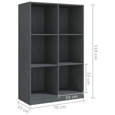 vidaXL Book Cabinet Gray 27.6"x13"x43.3" Solid Wood Pine