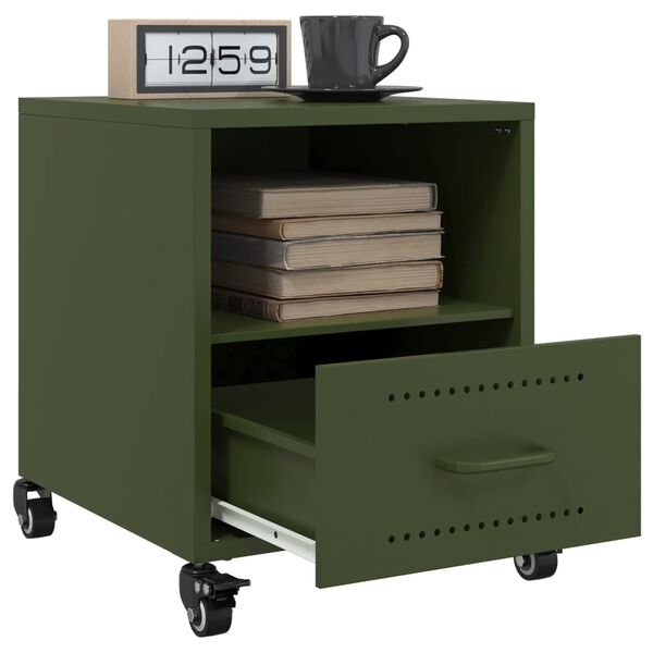 vidaXL Bedside Cabinet Set of 2 Olive Green Cold-rolled Steel Nightstand