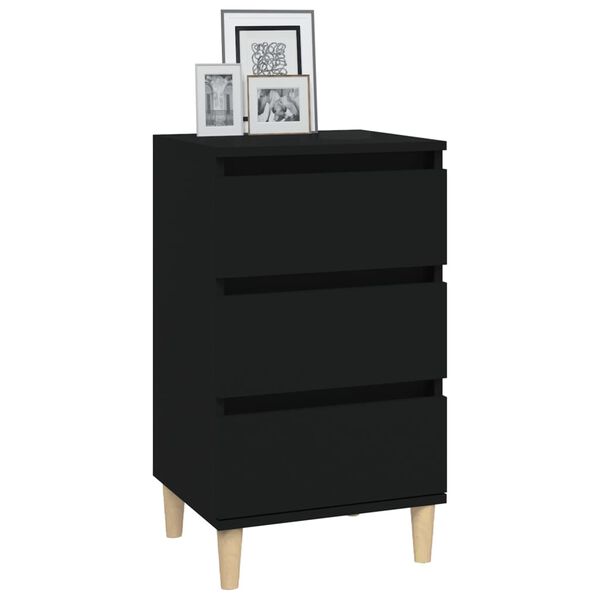 vidaXL Bedside Cabinet Black Engineered wood Medium Bedside Cabinet