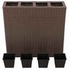 vidaXL Raised Bed Brown Poly rattan frame, Plastic pot Standard