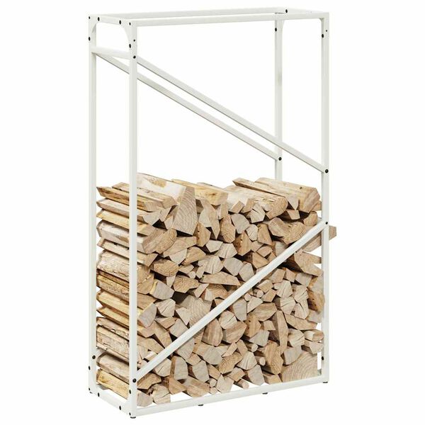 vidaXL Firewood Rack White 23.6x9.8x39.4" Cold-rolled steel