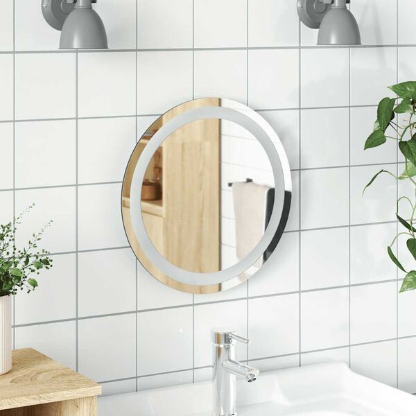 vidaXL LED Bathroom Mirror Transparent Glass Medium Bathroom Mirror