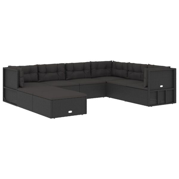 vidaXL Garden Lounge Set Black PE Rattan Standard Modular