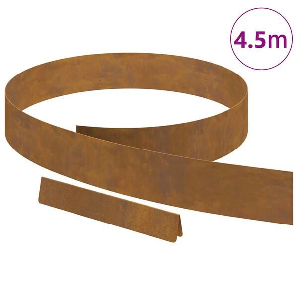 vidaXL Lawn Edging Rusty 450 x 0.05 x 15 cm Weathering Steel
