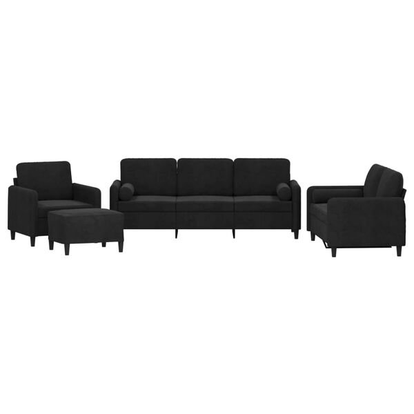 vidaXL Sofa Set Black Velvet, Metal, Plywood, Foam Large Sofa Set