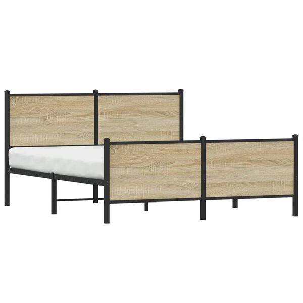 vidaXL Bed Frame Sonoma oak Steel, engineered wood King Bed Frame