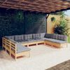 vidaXL Garden Lounge Set Grey Solid pine wood, fabric (100% polyester)