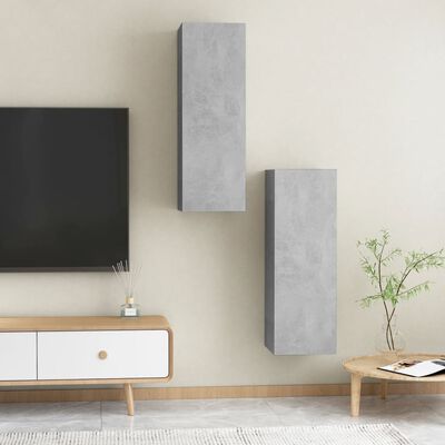 vidaXL TV Stands 2 pcs Concrete Gray 12"x11.8"x35.4" Engineered Wood