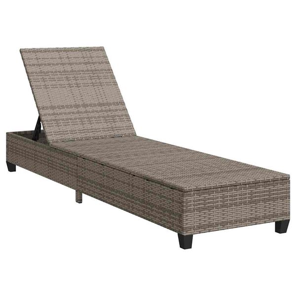 vidaXL Sun Lounger with Cushions Grey 55x200x25,5cm Poly Rattan