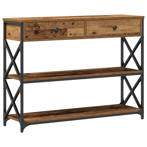 vidaXL Console Table with Drawer with Shelf Old wood 100 x 28 x 75 cm