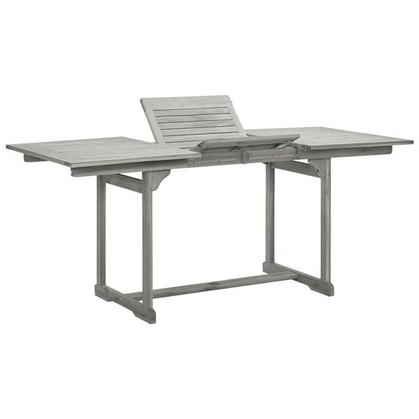 vidaXL Garden Table Grey Solid Acacia Wood Medium Extendable
