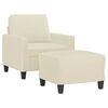 vidaXL Sofa Chair with Footstool Cream Faux leather, metal, plywood, foam