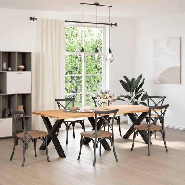 vidaXL Dining Table Leg Set of 3 Black Powder-Coated Steel