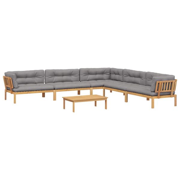 vidaXL Pallet Sofa Set Grey Solid Acacia wood 6 Piece Modular