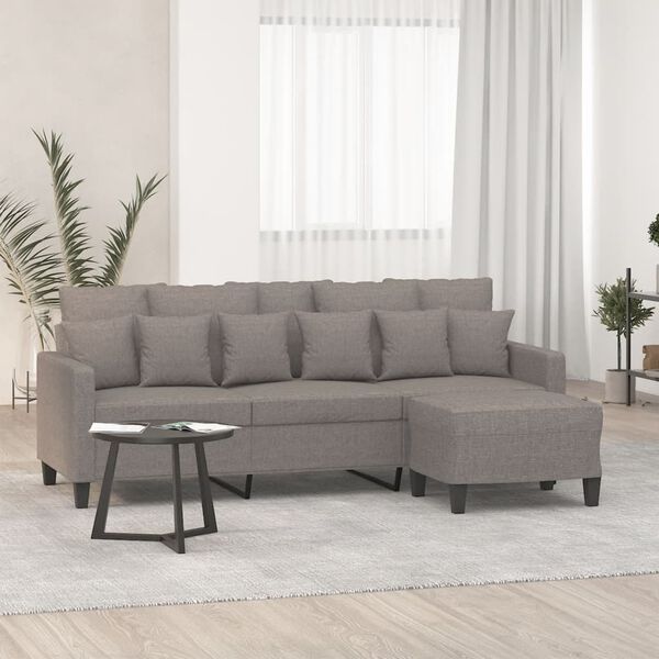 vidaXL 3-seater Sofa With Footstool Taupe Fabric 3-seater