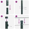 vidaXL Fence Posts Manual 7 pcs Green Ø32mm 210 cm Galvanized steel