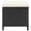vidaXL Garden Stool Black and Cream White PE Rattan and Powder-Coated Steel