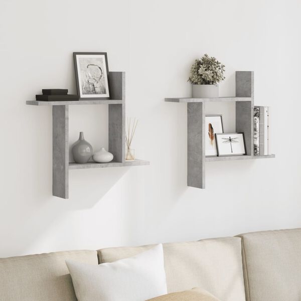 vidaXL Wall Shelf Concrete Gray Engineered Wood Medium Wall Shelf