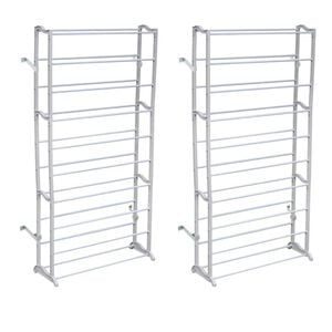 vidaXL Shoe Rack Set of 2 White Plastic with metal struts Compact