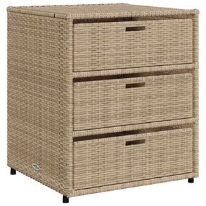 vidaXL Garden Storage Cabinet Beige PE Rattan, Powder-Coated Steel Medium