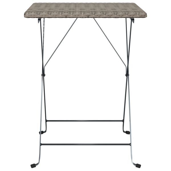 vidaXL Folding Bistro Table Grey PE rattan, powder-coated steel Compact