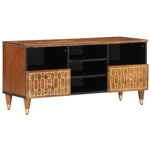 vidaXL TV Cabinet Honey Brown Solid Mango Wood, Engineered Wood, Iron