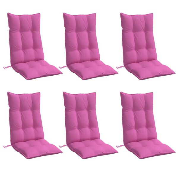 vidaXL Highback Chair Cushion Set of 6 Pink Oxford fabric