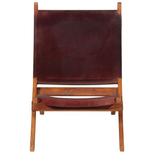vidaXL Relaxing Chair Dark brown Goat leather, Solid acacia wood Medium