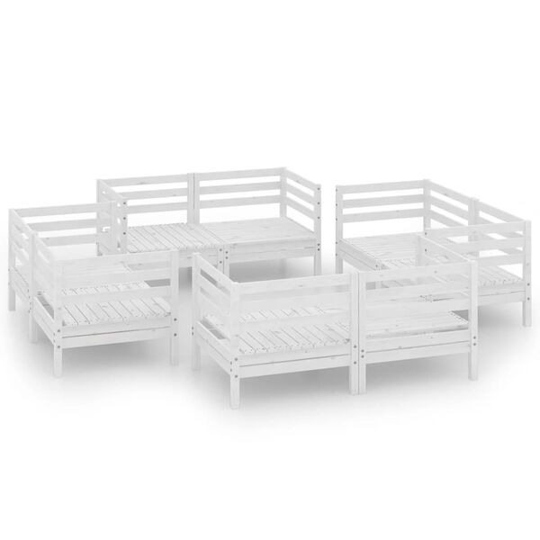 vidaXL Garden Lounge Set White Solid pinewood 8 Piece Set Modular