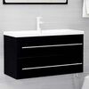 vidaXL Bathroom Furniture Set Black Engineered Wood Medium