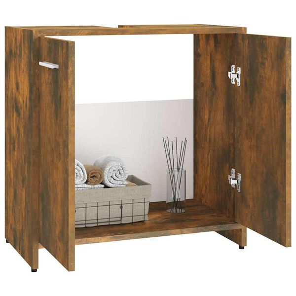 vidaXL Bathroom Cabinet Smoked Oak Engineered wood 23.6x13.0x23.6 in