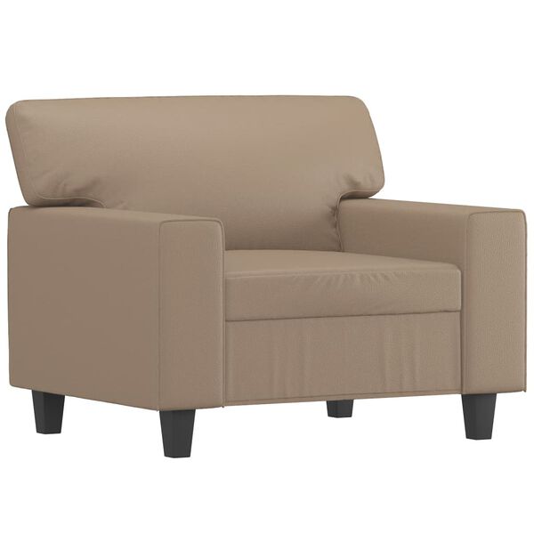 vidaXL Sofa Chair with Footstool Cappuccino 23.6" Faux Leather
