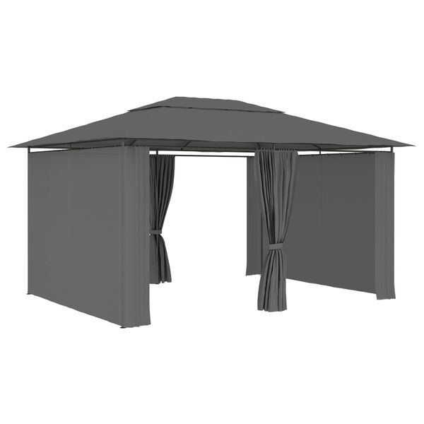 vidaXL Garden Marquee with Curtains 157.4"x118.1" Anthracite
