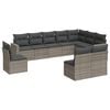 vidaXL Garden Sofa Set Gray PE rattan, powder-coated steel, fabric Large