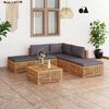 vidaXL 6 Piece Patio Lounge Set with Dark Gray Cushion Solid Teak Wood