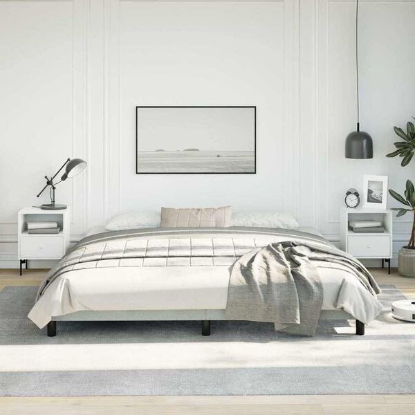 vidaXL Bed Frame Light Grey Velvet, Plywood, Engineered Wood King Sturdy