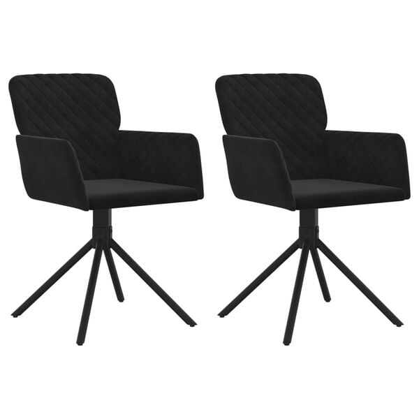 vidaXL Swivel Dining Chair Set of 2 Black