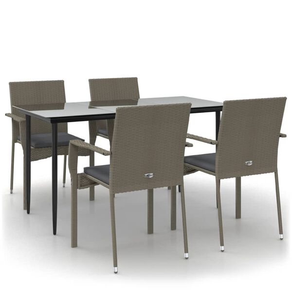 vidaXL Garden Dining Set Black and gray PE rattan Large Modular