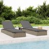 vidaXL Sunbed Grey PE Rattan Large Adjustable Armrests