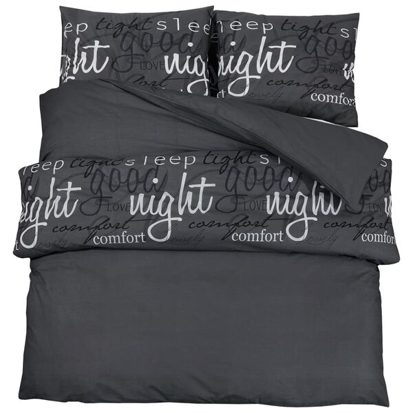 vidaXL Duvet Cover Set Black 100% Cotton